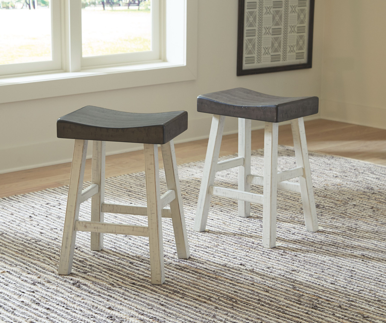 antique white backless bar stools