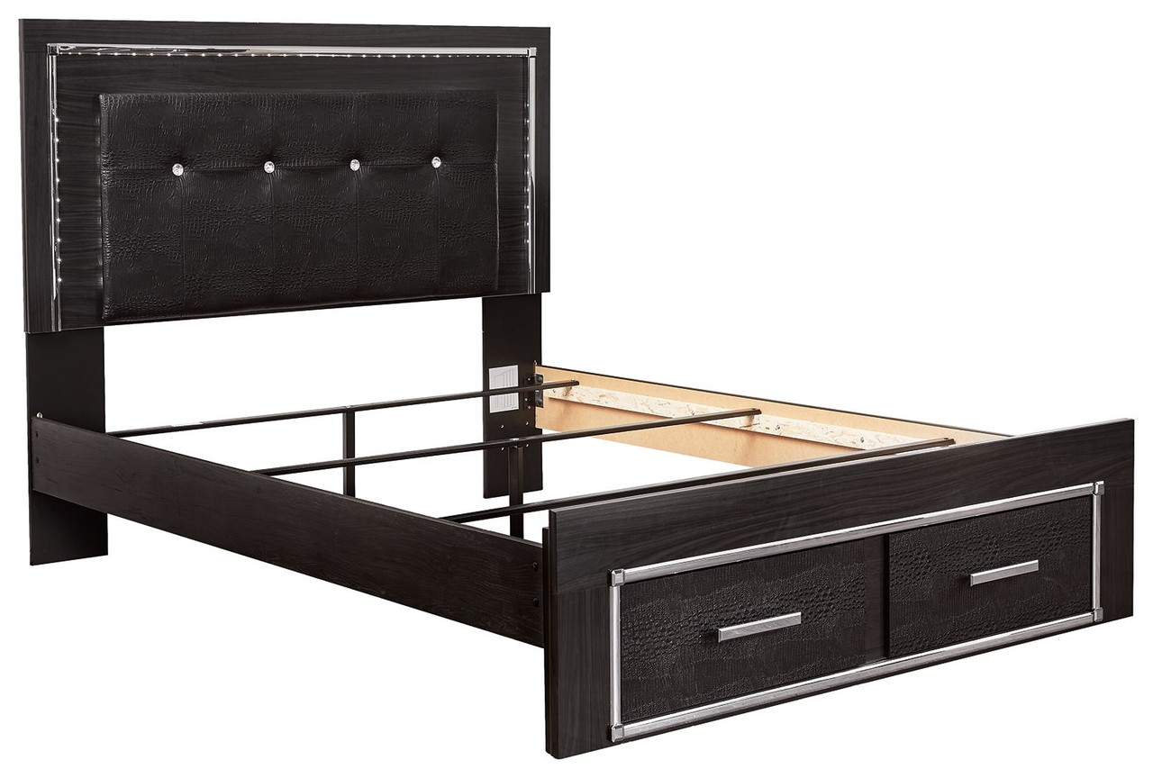 The Kaydell Black Queen Upholstered Panel Bed With 2 Storage Drawers, Roll  Slats is available at Complete Suite Furniture, serving the Pacific  Northwest.