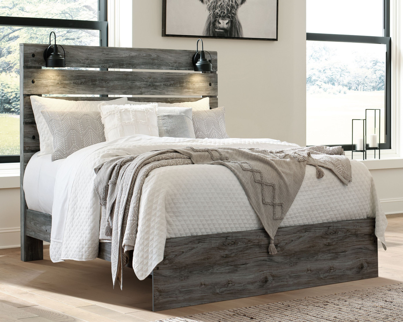 The Baystorm Gray Queen Panel Bed Footboard Slat is available at