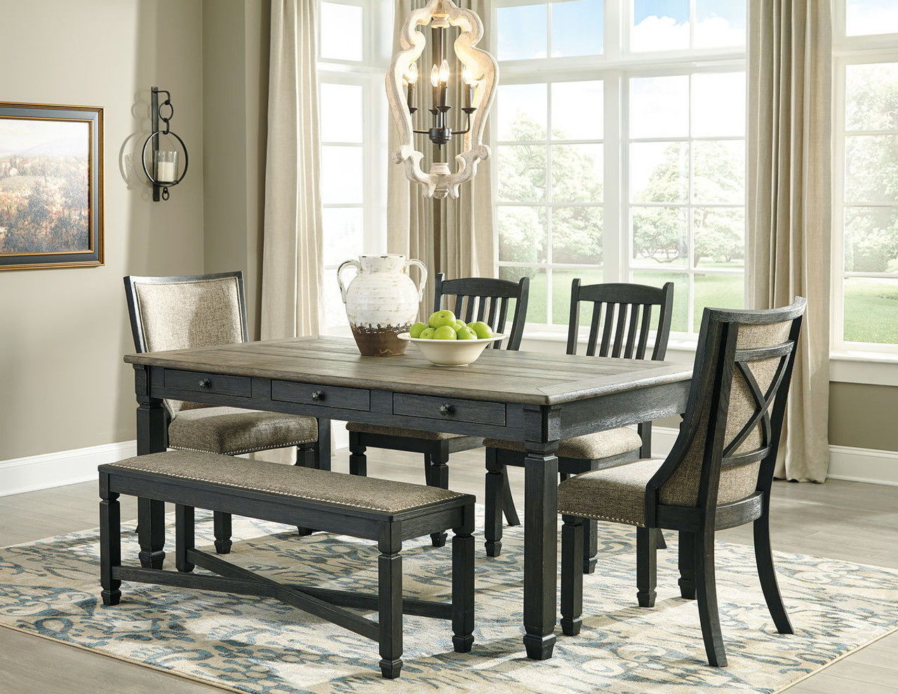 The Tyler Creek Dark Gray 6 Pc. Dining Room Table 2 Side Chairs