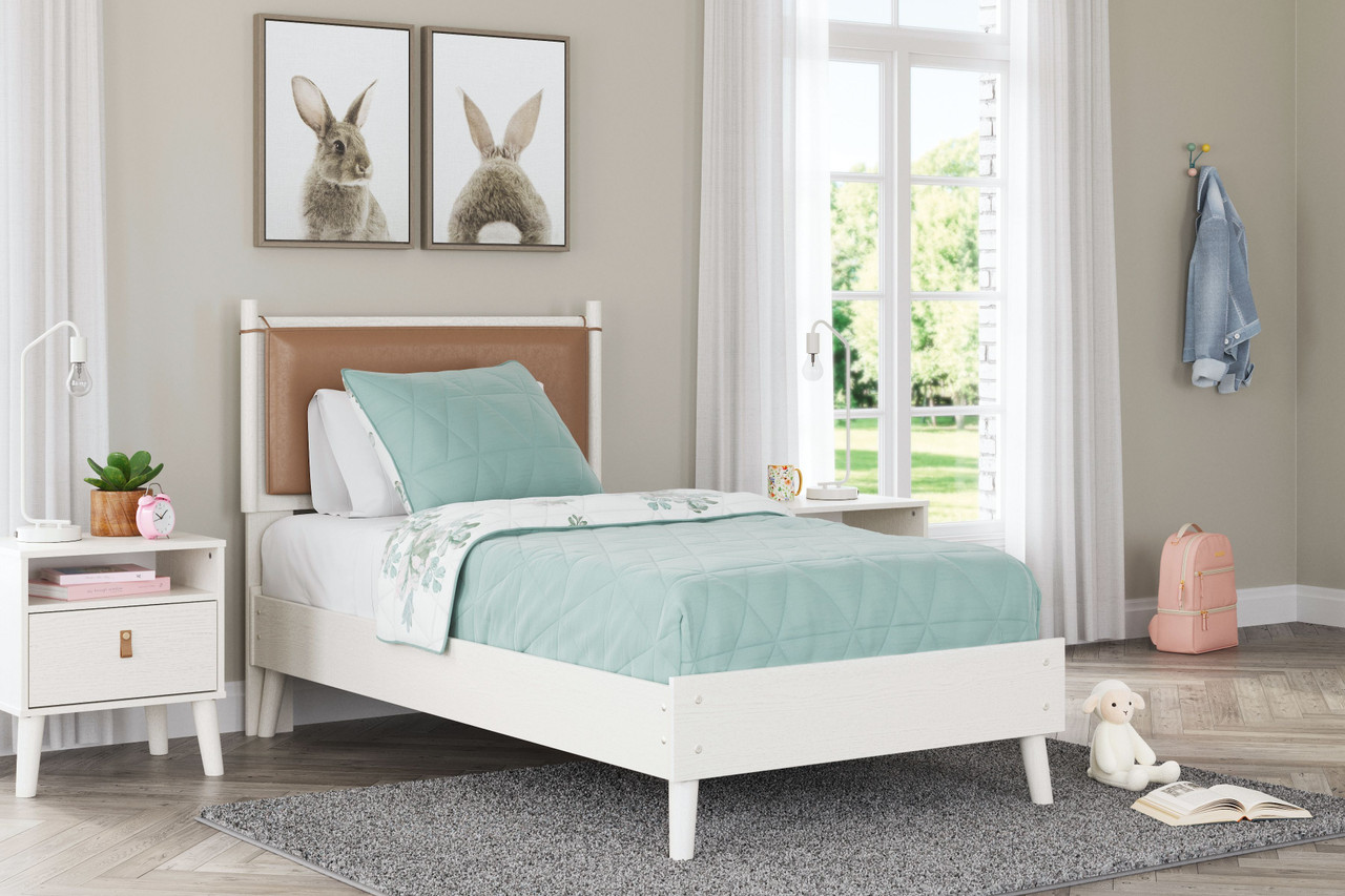 The Aprilyn White Twin Panel Bed is available at Complete Suite Furniture,  serving the Pacific Northwest.