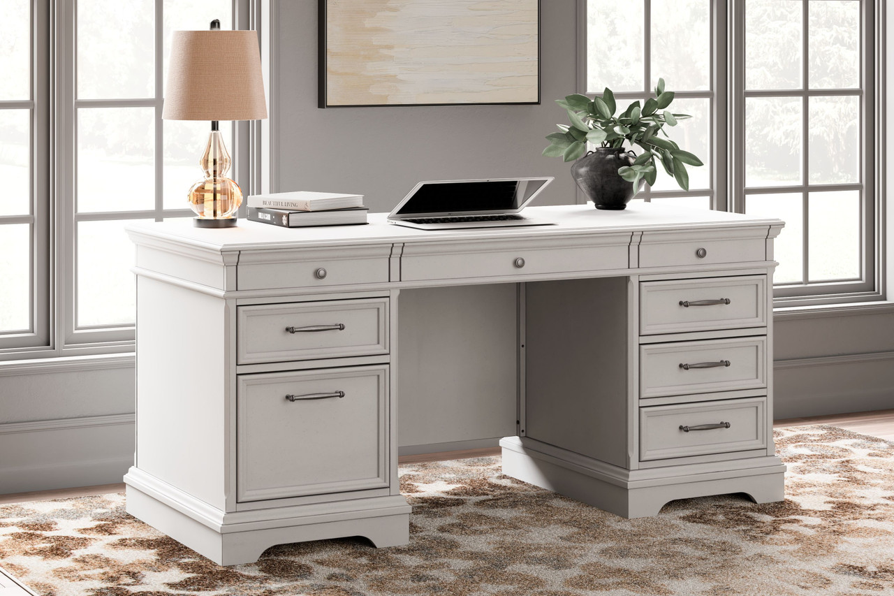 White Desk with Drawers and Hutch, White Desk Wooden Executive Desks with  Storage Shelf, Writing Desk with File Drawer, Home Office Desk, for Small