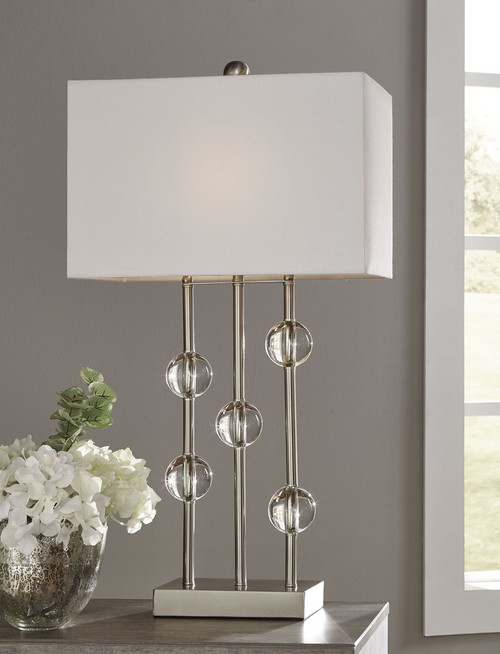 Jaala Pearl Silver Finish Metal Lamp