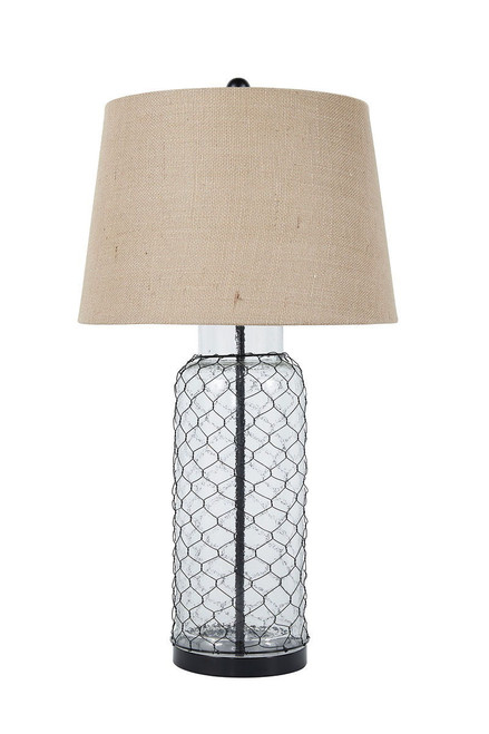 Sharmayne White Glass Table Lamp Wrapped With Wire