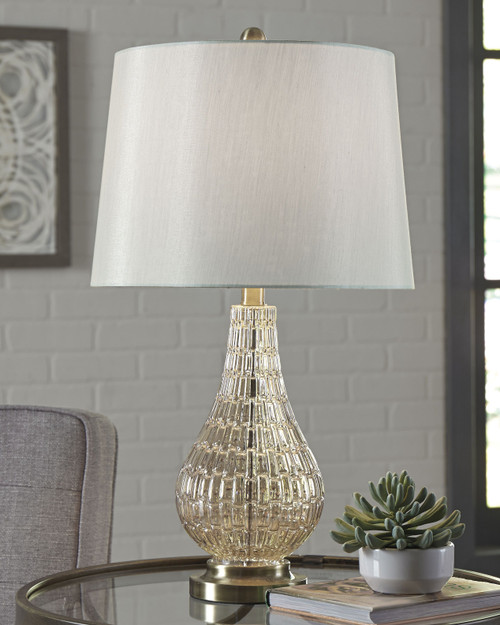 Latoya Beige Glass Table Lamp