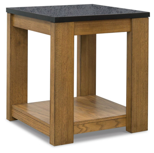 Quentina Light Brown/Black Rectangular End Table