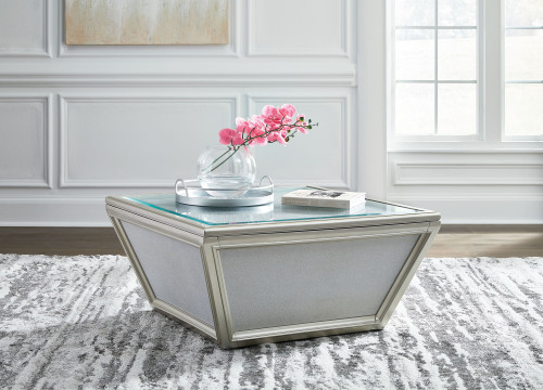 Traleena Silver Finish Square Cocktail Table