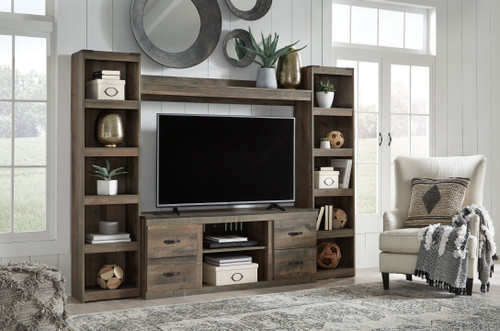 Trinell Brown 4-Piece Entertainment Center With 60" TV Stand W/Fireplace Option
