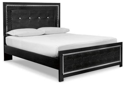 Kaydell Black Queen Upholstered Panel Bed