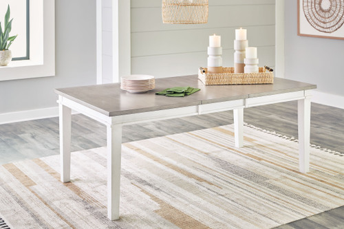 Nollicott Whitewash/Light Gray Rect Drm Butterfly Ext Table
