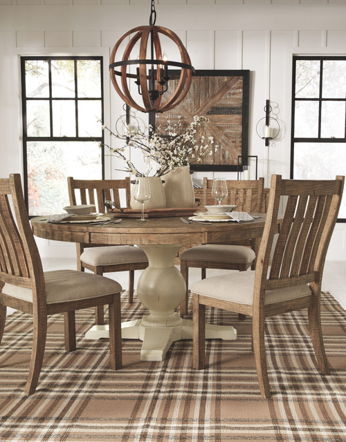 Grindleburg Light Brown Round Dining Room Table