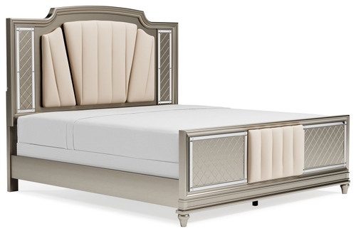 Chevanna Pearl Silver California King Upholstered Panel Bed