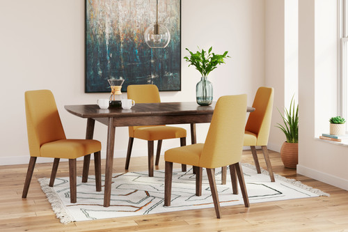 Lyncott Brown/Yellow 5 Pc. Butterfly Extension Table, 4 Side Chairs