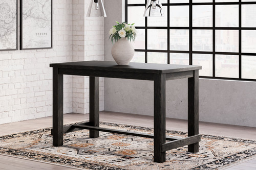 Jeanette Linen/Black 5 Pc. Counter Table, 4 Upholstered Barstools