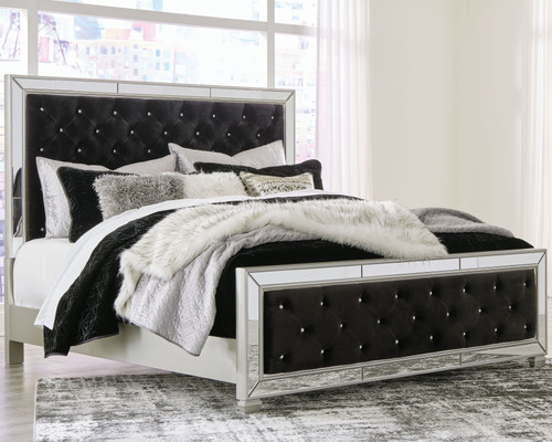 Lindenfield Black/Silver California King Upholstered Bed