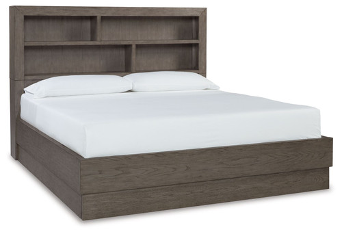 Anibecca Weathered Gray California King Bookcase Bed