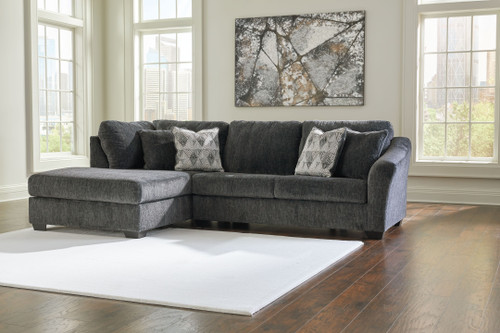 Biddeford Ebony 2-Piece Sectional With Laf Corner Chaise