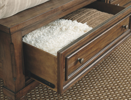 Flynnter Medium Brown California King Panel Bed With 2 Storage Drawers