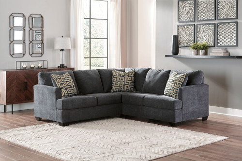 Ambrielle Gunmetal Left Arm Facing Sofa/Couch/Couch With Corner Wedge 2 Pc Sectional