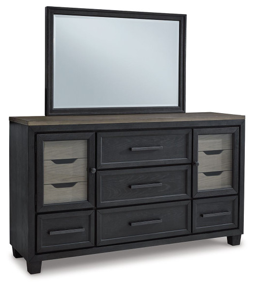 Foyland Black/Brown Dresser, Mirror