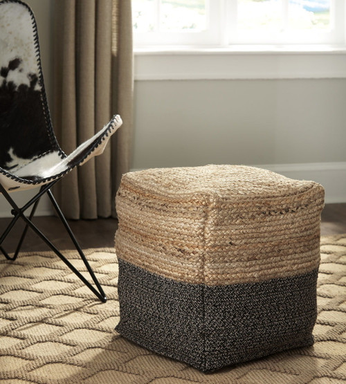 Sweed Natural/Black Pouf Rectangular