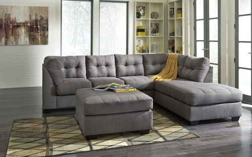 Maier Charcoal 4 Pc Right Arm Facing Corner Chaise 2 Pc Sectional, Recliner, Ottoman