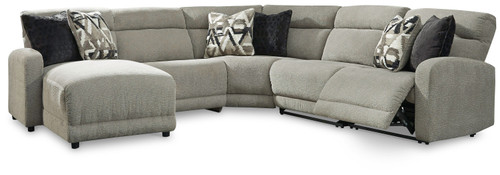 Colleyville Stone 5-Piece Power Reclining Sectional With Laf Press Back Power Chaise