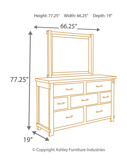 Lakeleigh Brown 7 Pc. Dresser, Mirror, California King Panel Bed, 2 Nightstands