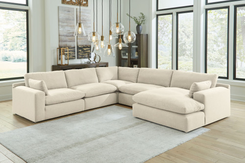 Elyza Linen Right Arm Facing Corner Chaise 5 Pc Sectional