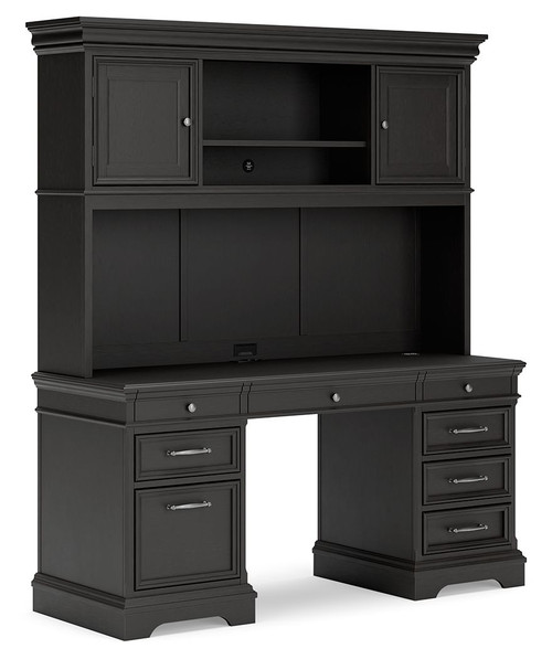 Beckincreek Black Home Office Credenza And Hutch