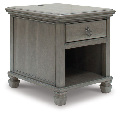 Lexorne Gray Rectangular End Table