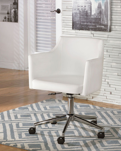 Baraga White Home Office Swivel Desk Chair
