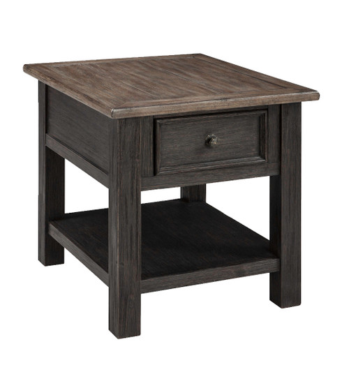 Tyler Grayish Brown/Black Rectangular End Table