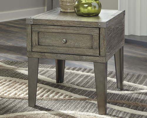 Chazney Rustic Brown Rectangular End Table