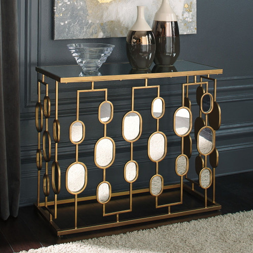 Majaci Gold Finish Console Table