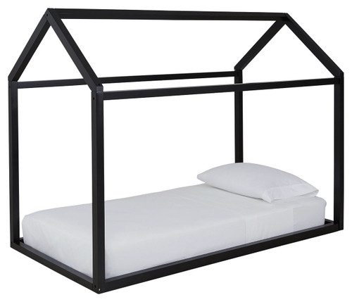 Flannibrook Black Twin House Bed Frame