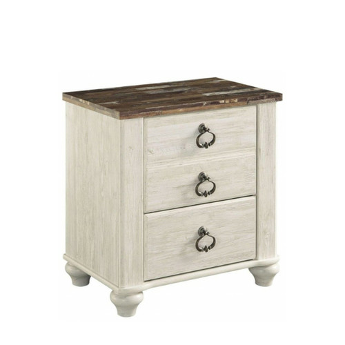 Willowton Brown/Beige/White Two Drawer Night Stand