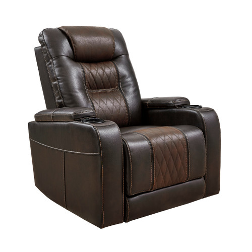 Composer Brown Power Recliner/Adj Headrest