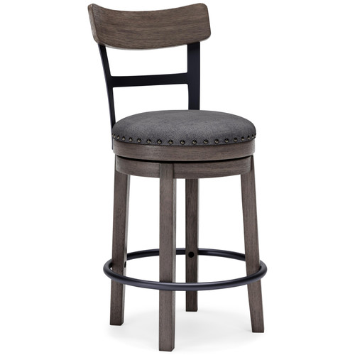 Caitbrook Gray Upholstered Swivel Barstool