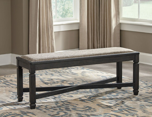 Tyler Black/Grayish Brown Upholstered Bench