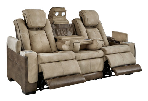 Next-gen Sand Power Reclining Sofa/Couch With Adj Headrest