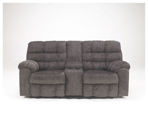 Acieona Slate Double Reclining Loveseat W/Console