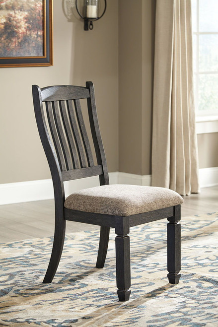 Tyler Black/Grayish Brown Dining Upholstered Side Chair Slatback