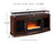 Chanceen Dark Brown 2 Pc. 60'' TV Stand With Fireplace Insert Glass/Stone