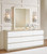 Wendora Bisque/White King Upholstered Bed 7 Pc. Dresser, Mirror, Chest, King Bed, 2 Nightstands