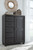 Foyland Black/Brown 6 Pc. Dresser, Door Chest, Mirror, King Panel Storage Bed