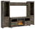 Trinell Brown 4-Piece Entertainment Center With Glass/Stone Fireplace Insert