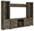 Trinell Brown 4-Piece Entertainment Center With 72" TV Stand And Faux Firebrick Fireplace Insert