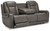 Card Player Smoke Power Reclining Sofa/Couch With Adj Headrest