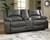 Calderwell Gray Double Reclining Power Loveseat W/Console